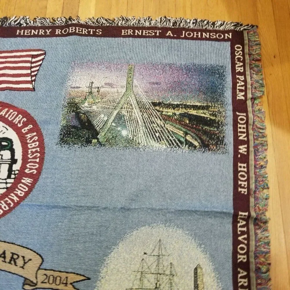 Vintage Cotton Tapestry Throw Blanket Boston Local 6 Fenway Park New